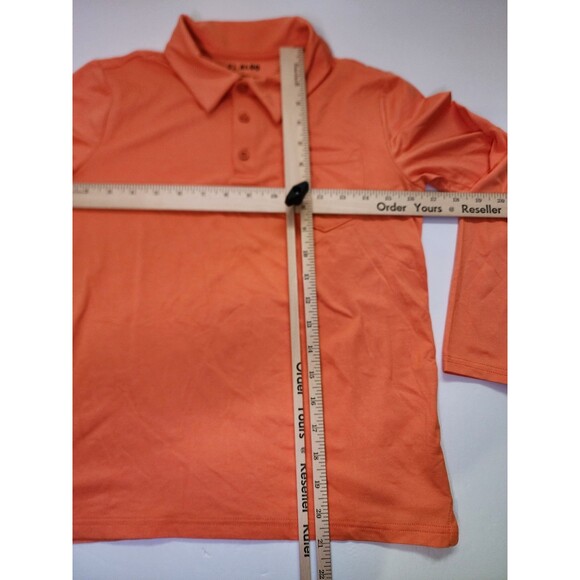 0.1 Algo Shirt Boys M (8-10) Orange Performance Top Collared Chest Pocket - Picture 2 of 9